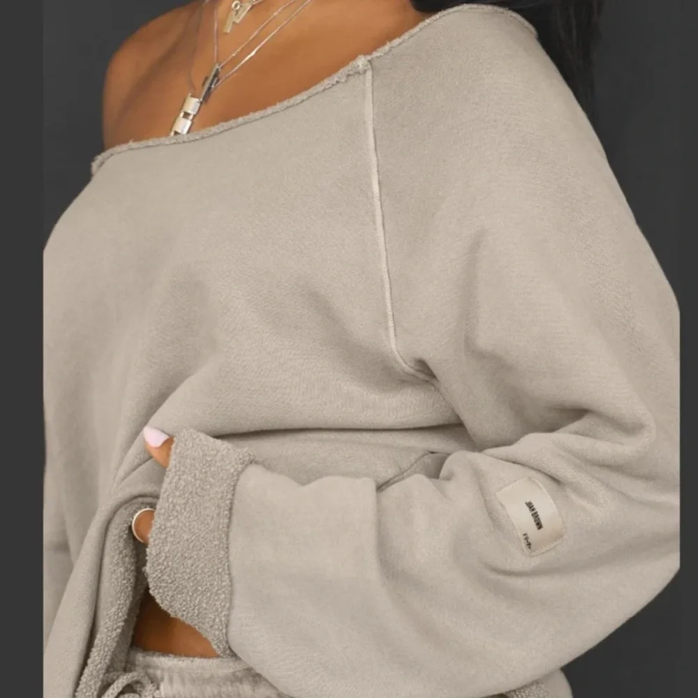 Joah Brown Slouchy Pullover Sweatshirt - 2 Size - S/M Sand French Terry - Picture 2 of 8